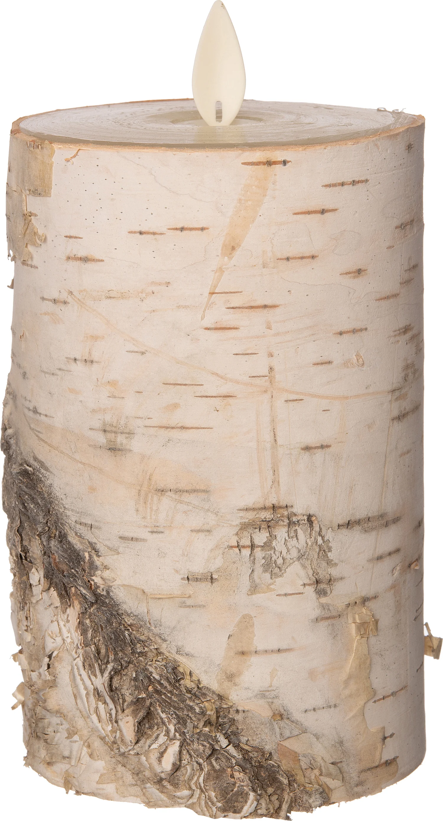 Anna's Collection LED stompkaars berkenhout structuur wit D 9 H 13,4 cm