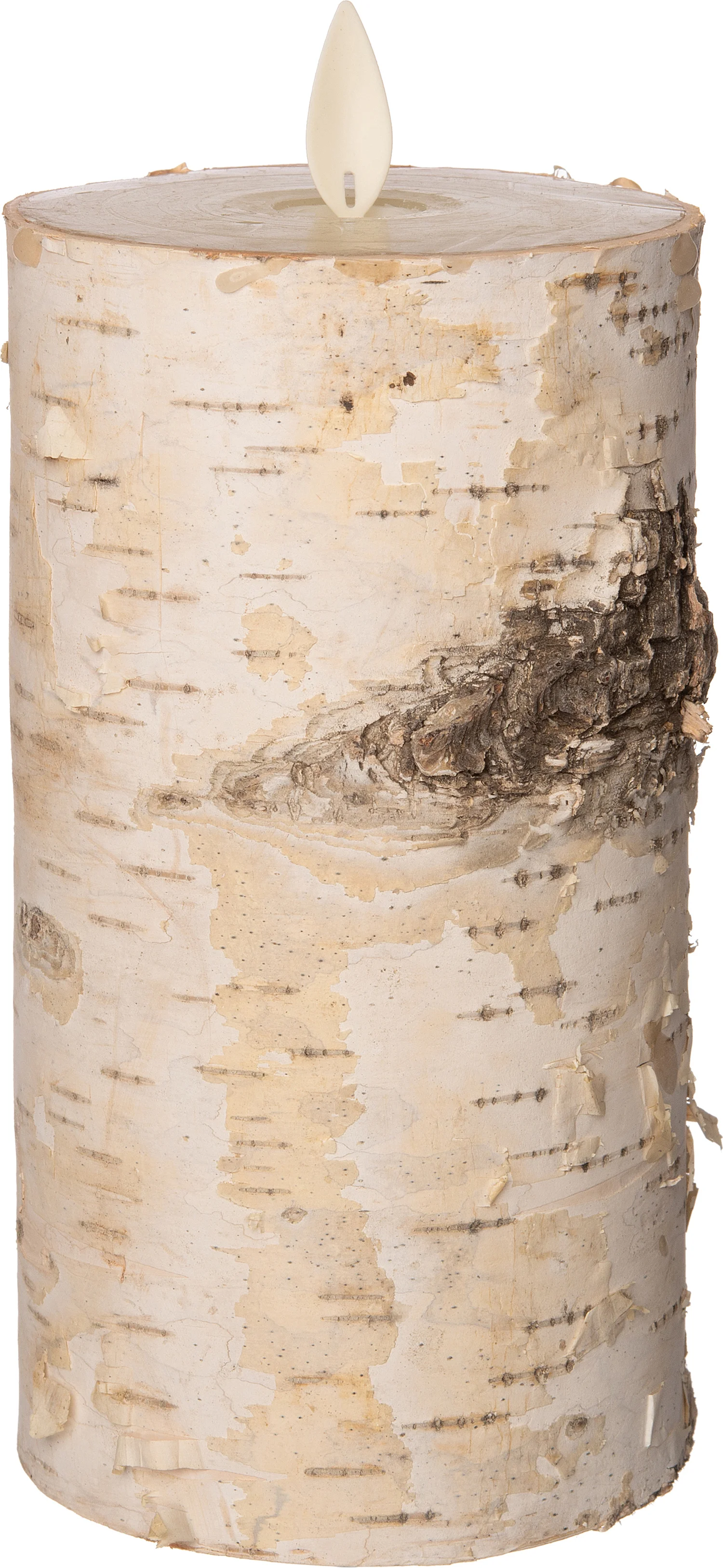 Anna's Collection LED stompkaars berkenhout structuur wit D 9 H 15,8 cm