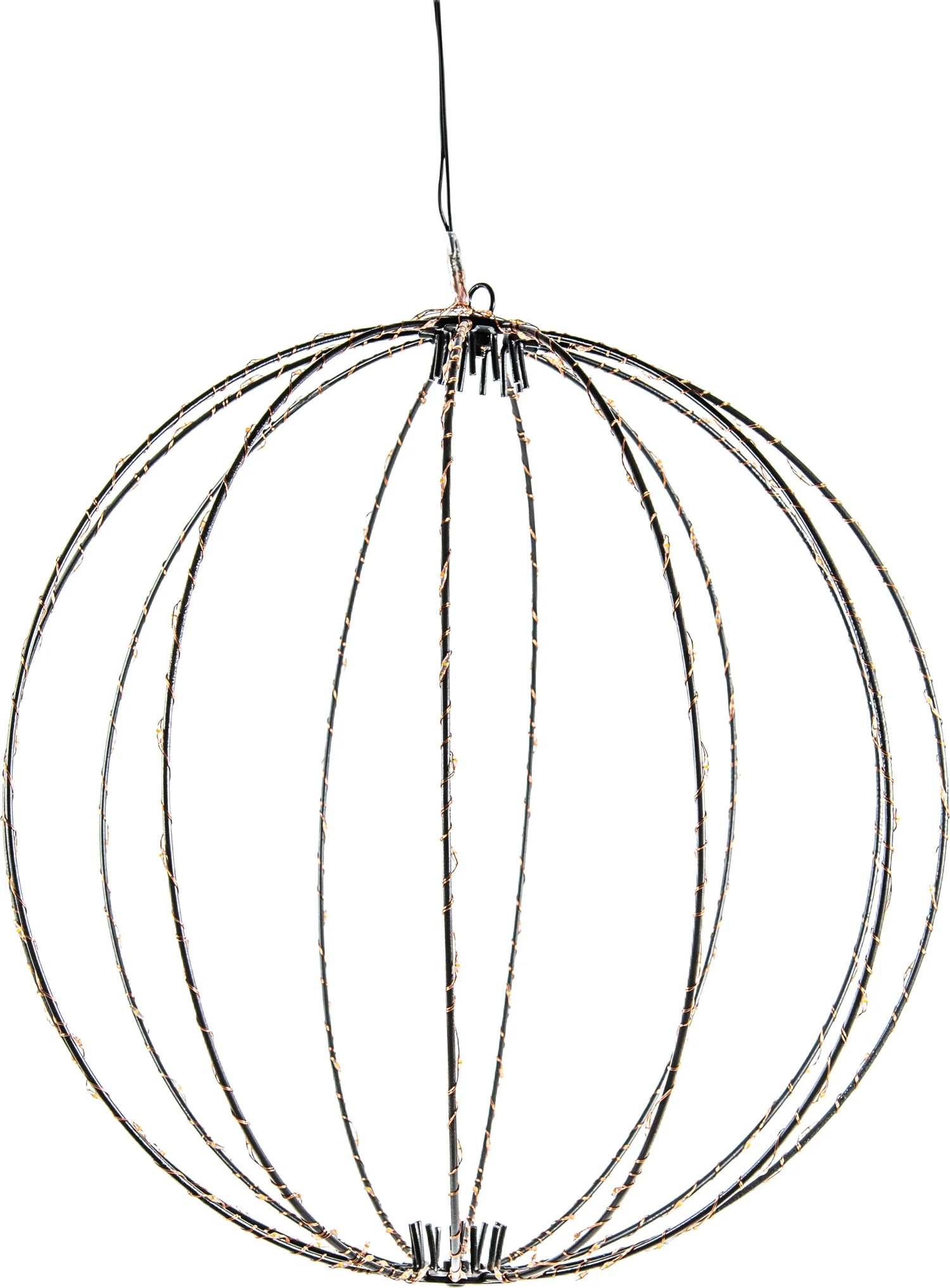 Anna's Collection kersthanger bal zwart met verlichting D 40,5 cm