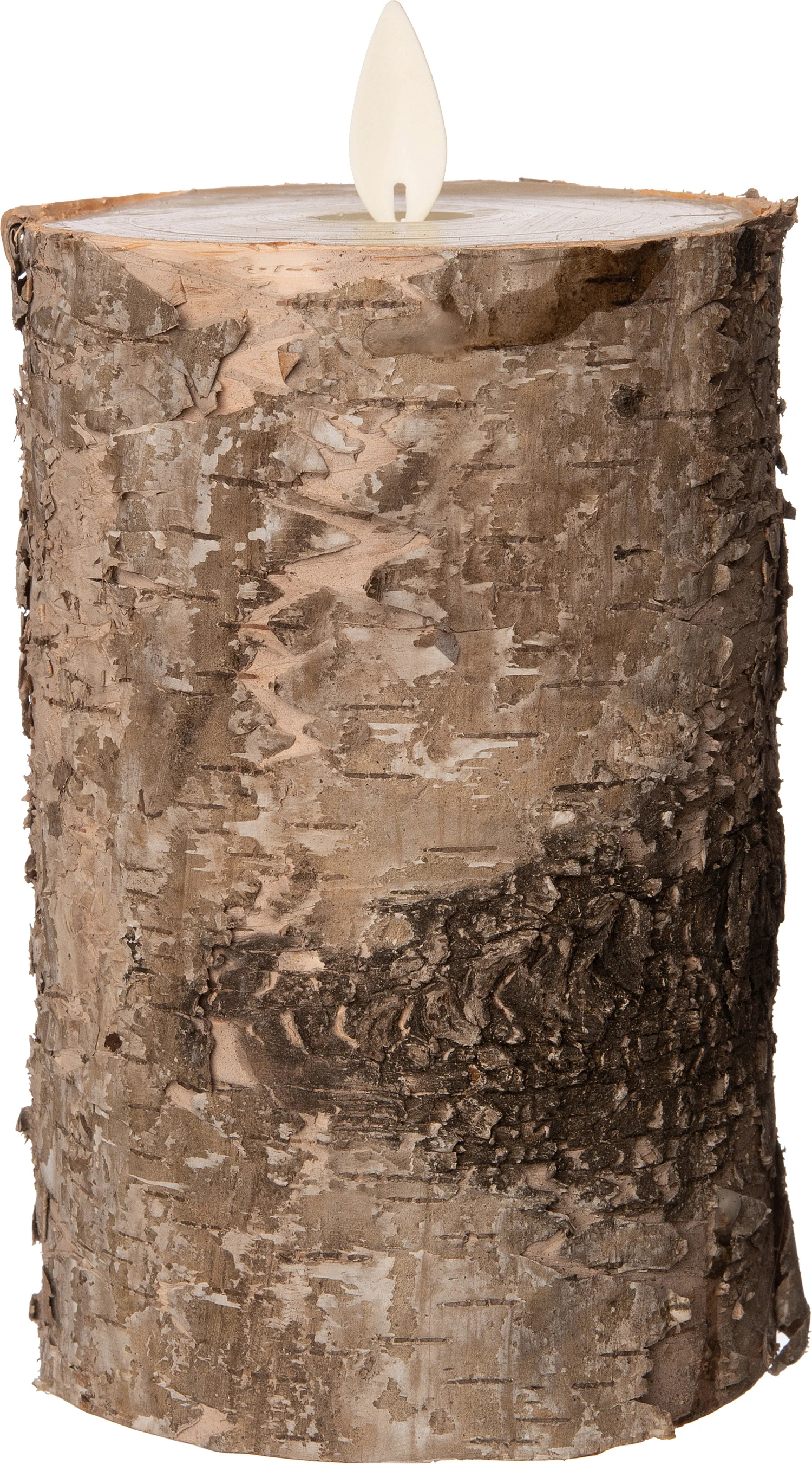 Anna's Collection LED stompkaars berk bruin met timer D 9 H 13,4 cm