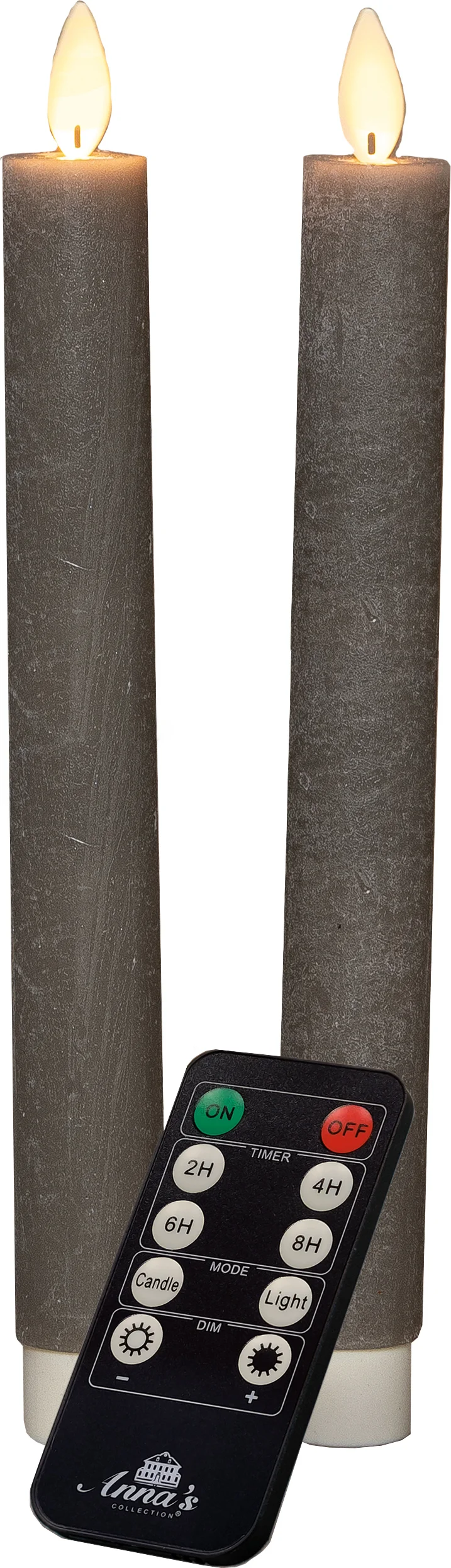Anna's Collection LED dinerkaars taupe D 2,5 H 23 cm 2 stuks