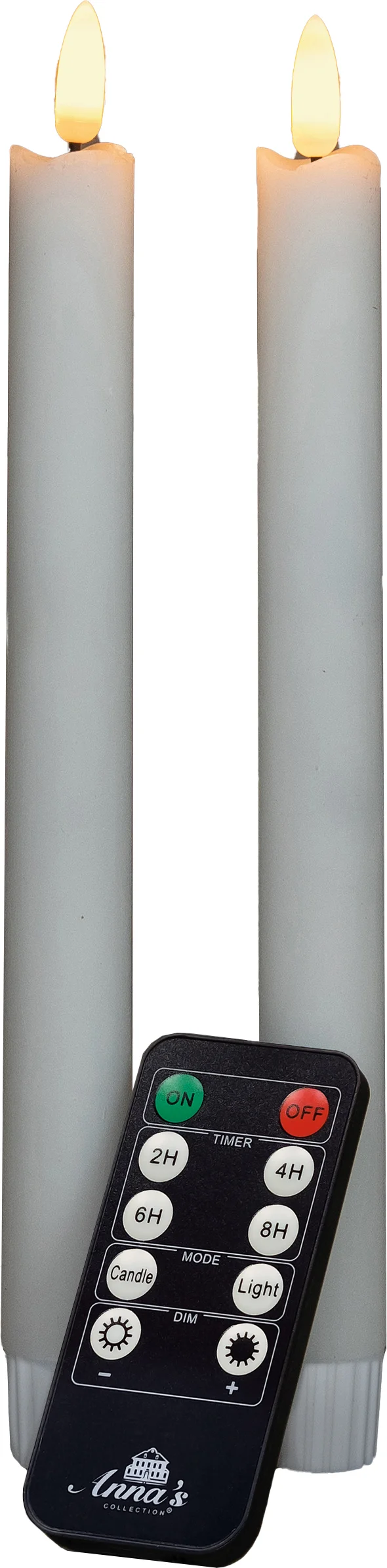 Anna's Collection LED dinerkaars wit met afstandsbediening D 2,5 H 23 cm 2 stuks