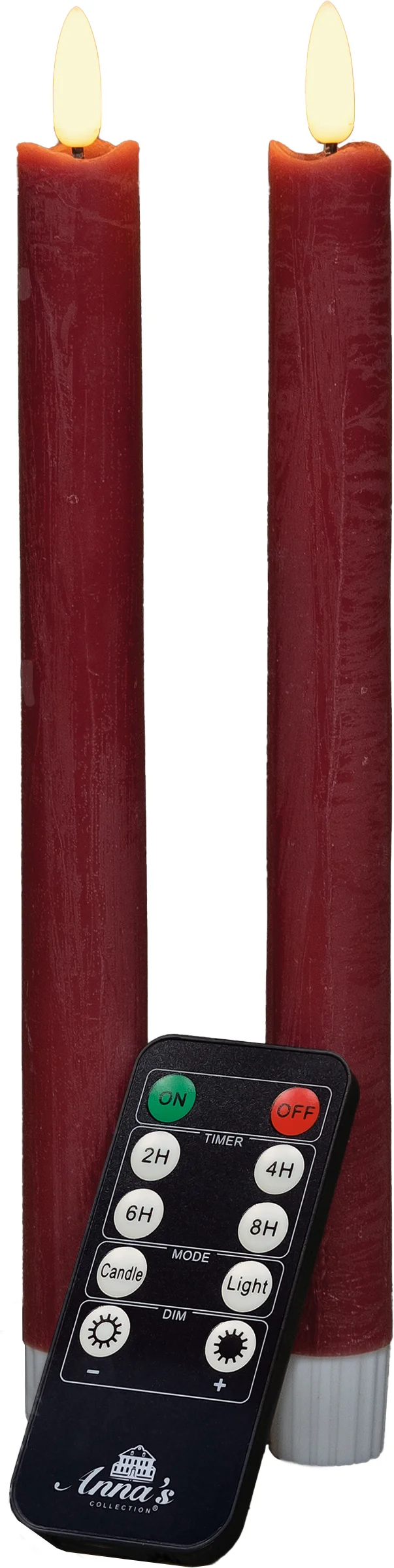 Anna's Collection LED dinerkaars rood D 2 H 23 cm 2 stuks