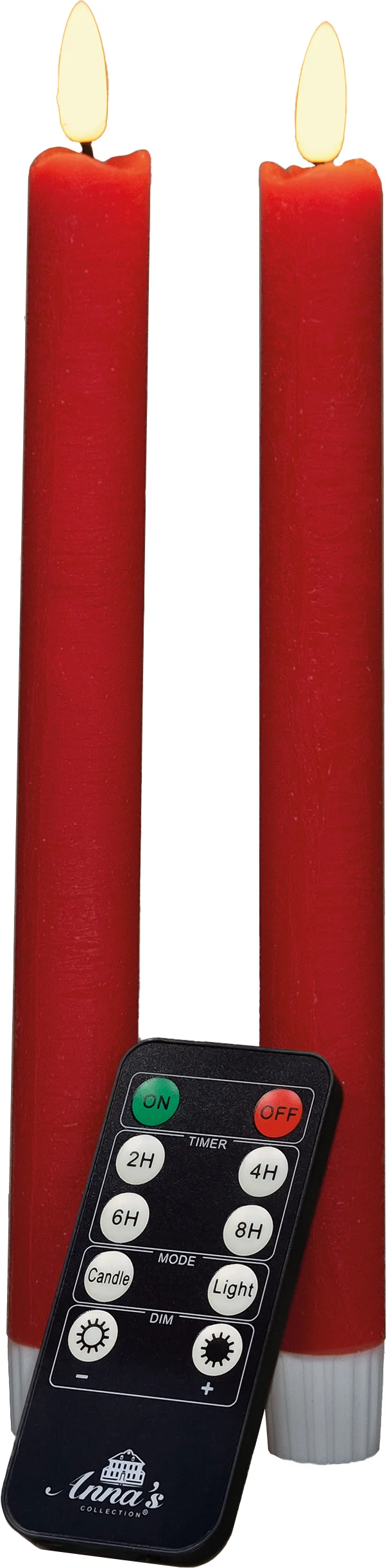 Anna's Collection LED dinerkaars rood met afstandsbediening D 2,5 H 23 cm 2 stuks