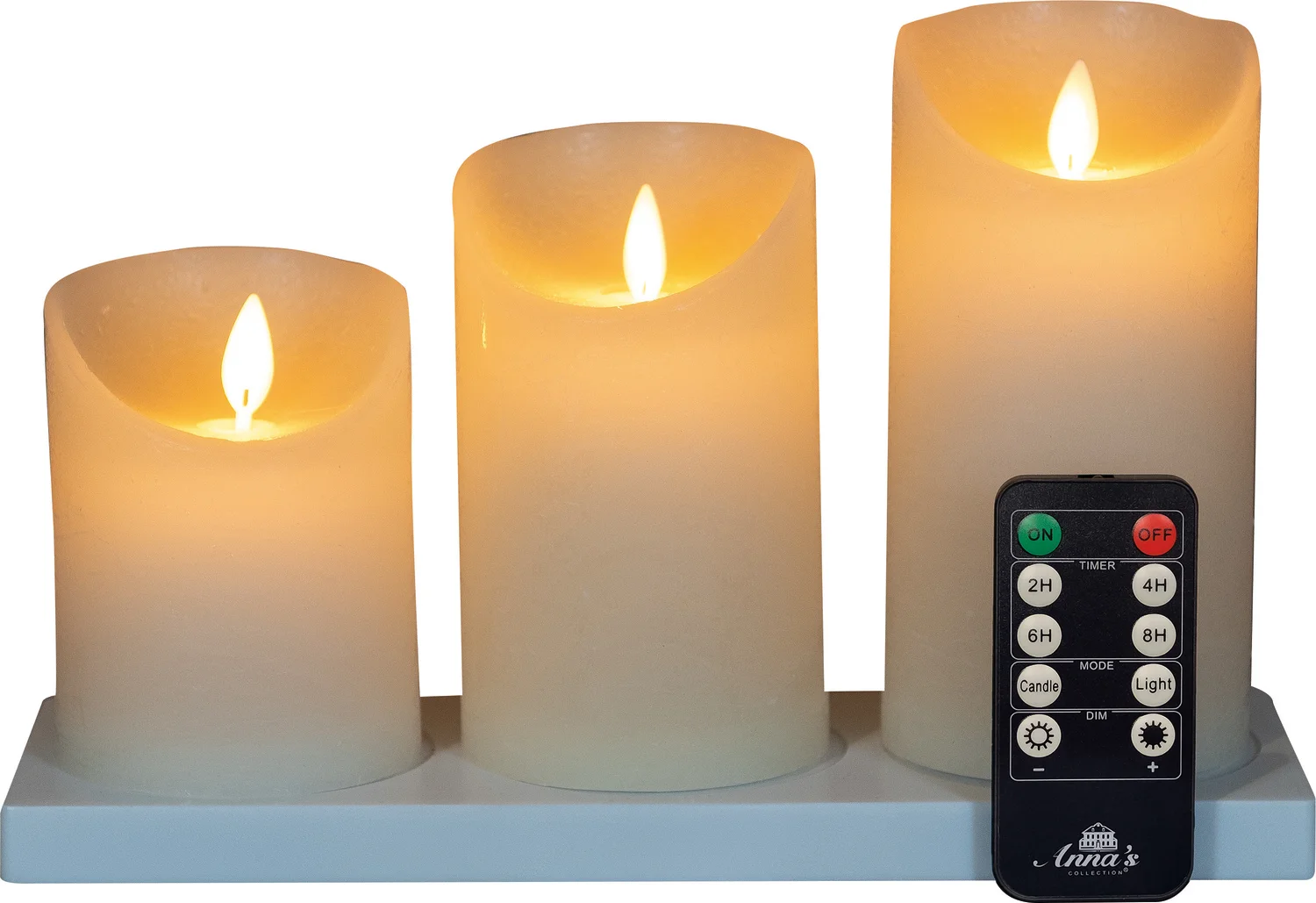 Anna's Collection LED stompkaars oplaadbaar crème met afstandsbediening D 11 H 19,5 cm 3 stuks