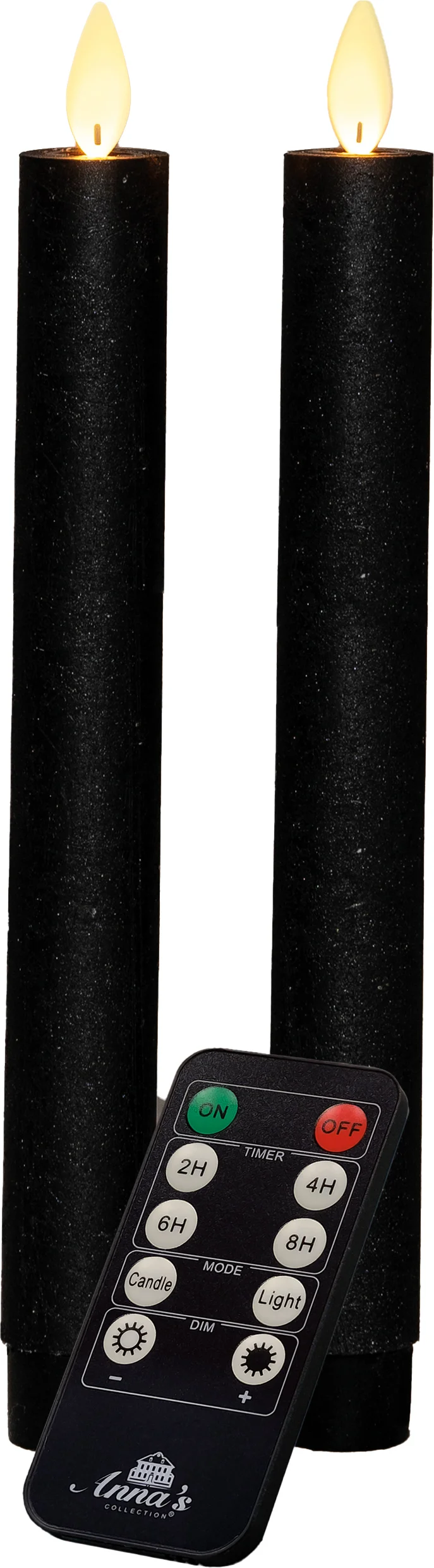 Anna's Collection LED dinerkaars zwart D 2,5 H 23 cm 2 stuks