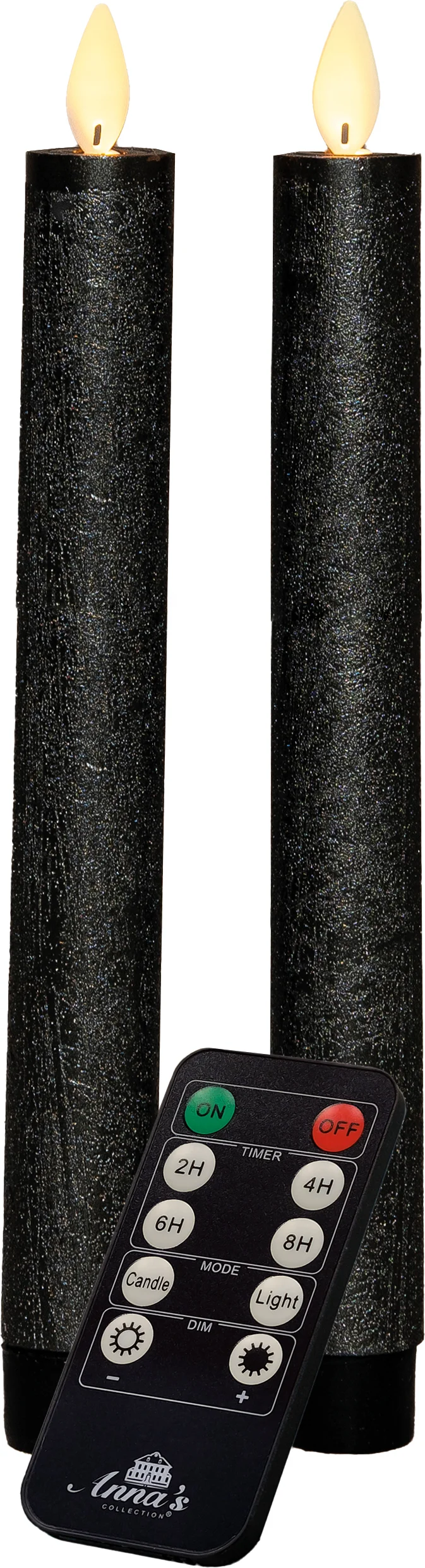 Anna's Collection LED dinerkaars antraciet D 2 H 23 cm 2 stuks