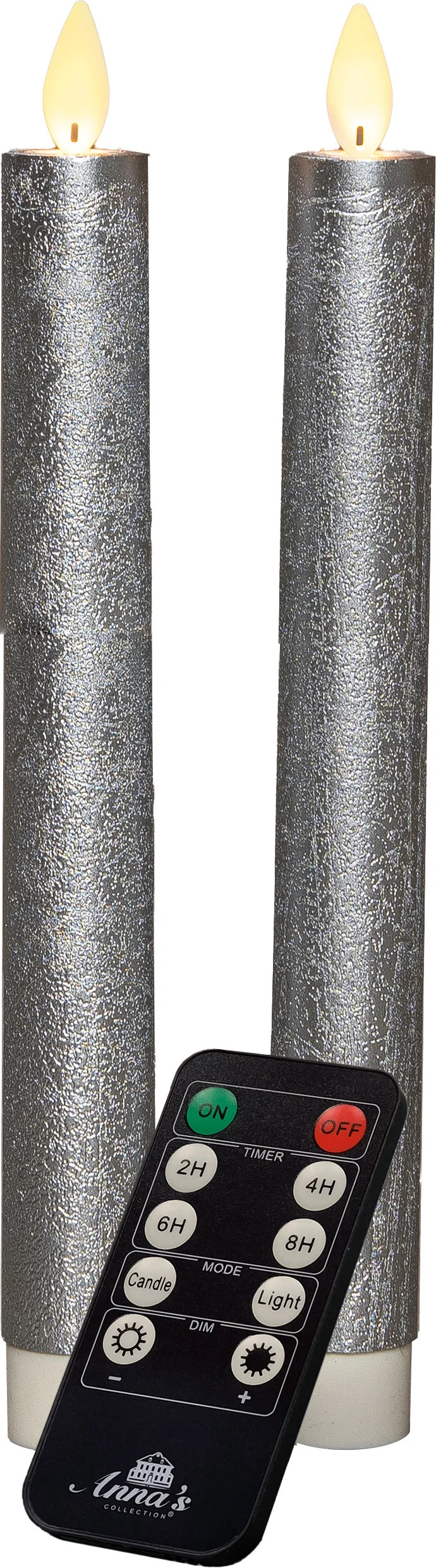 Anna's Collection LED dinerkaars zilver met afstandsbediening D 2,5 H 23 cm 2 stuks