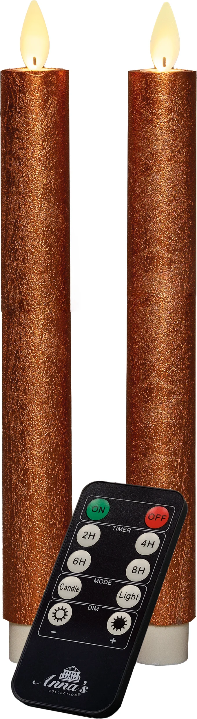 Anna's Collection LED dinerkaars koper D 2 H 23 cm 2 stuks