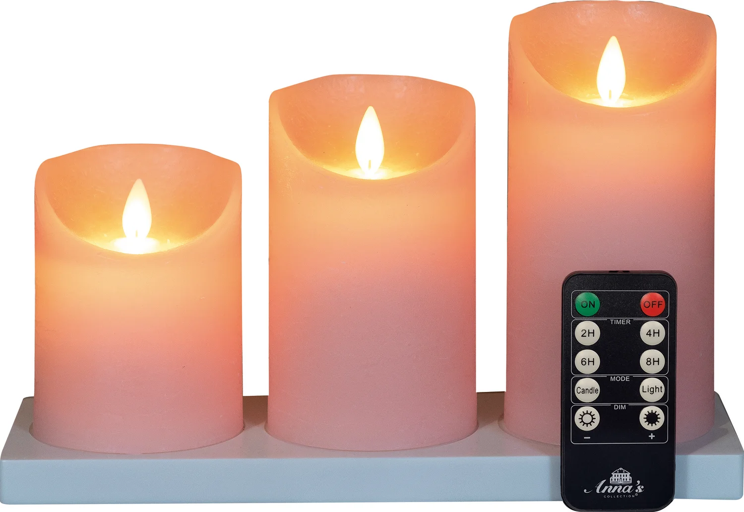 Anna's Collection LED stompkaars oplaadbaar roze met afstandsbediening D 11 H 19,5 cm 3 stuks