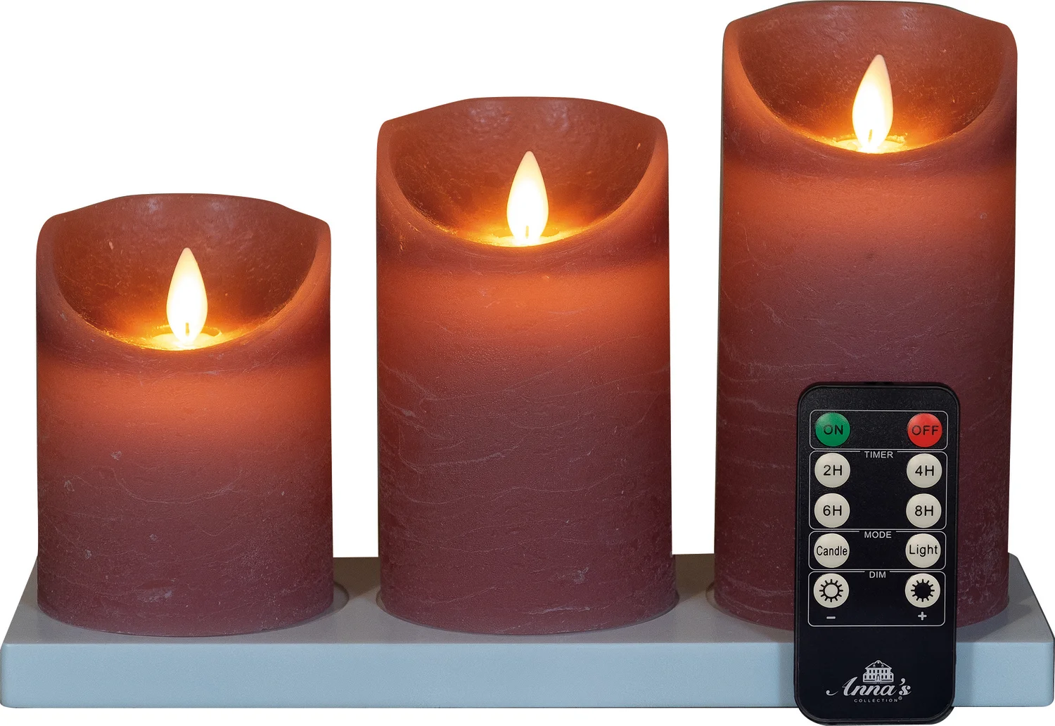 Anna's Collection LED stompkaars met oplaadstation roze D 7,5 H 10 / 12,5 / 15 cm 3 stuks