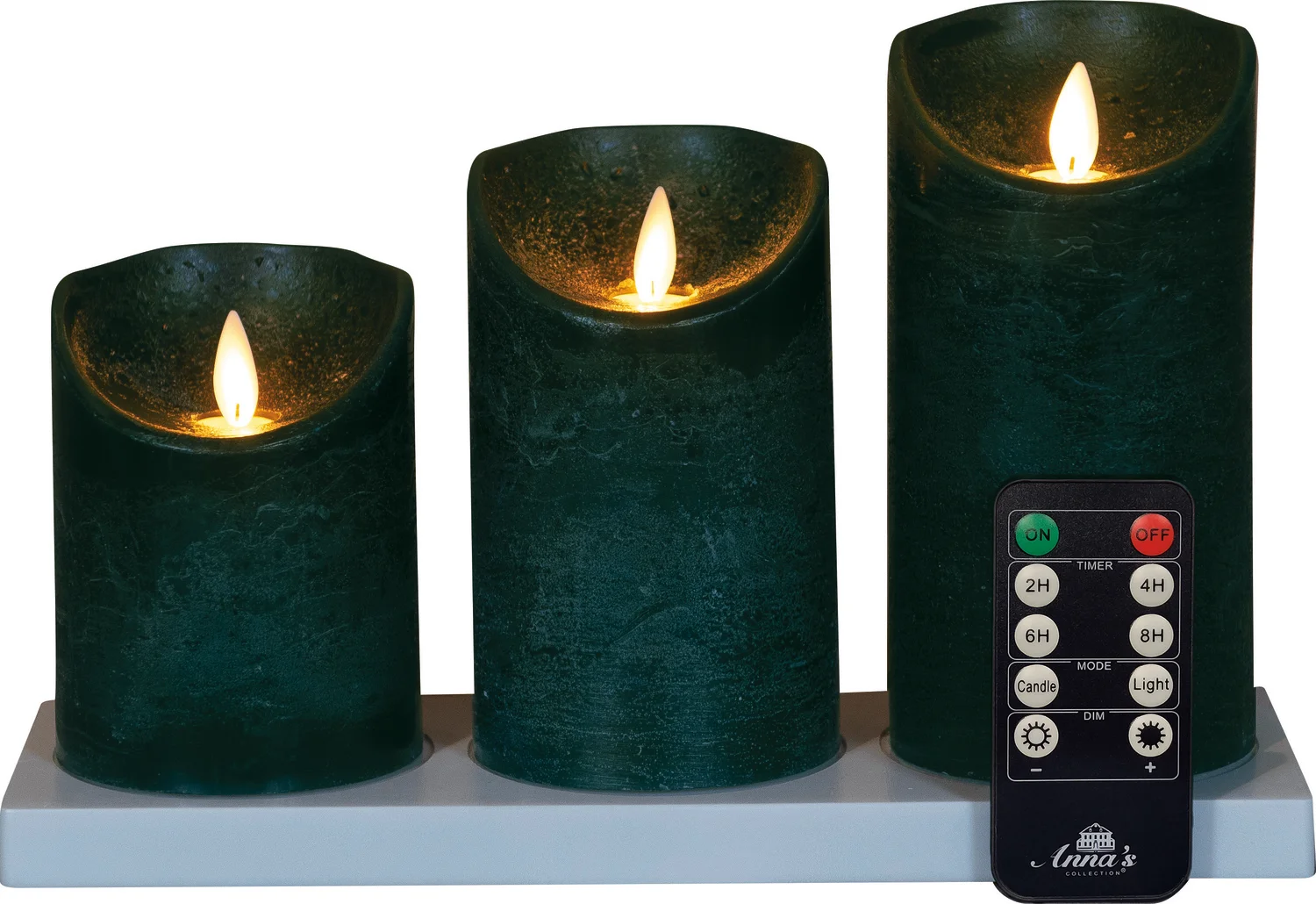 Anna's Collection LED stompkaars met oplaadstation groen D 7,5 H 10 / 12,5 / 15 cm 3 stuks