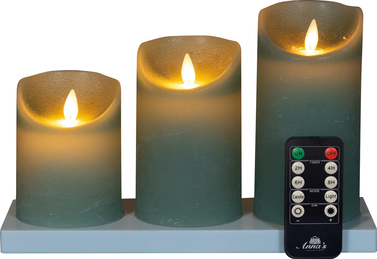 Anna's Collection led stompkaars Dinu groen D 7,5 H 10 / 12,5 / 15 cm 3 stuks
