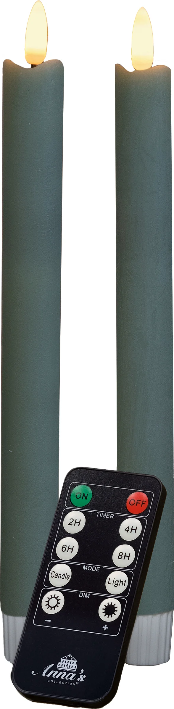 Anna's Collection LED dinerkaars Rustiek groen D 2,5 H 23 cm 2 stuks