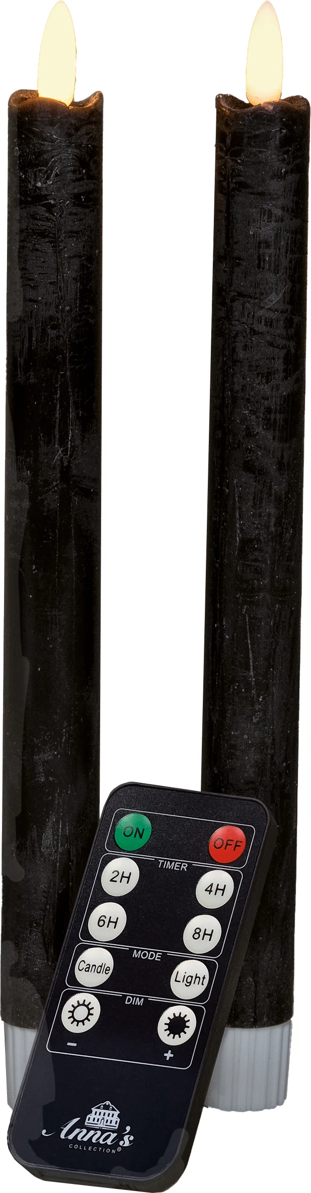Anna's Collection LED dinerkaars Rustiek zwart D 2,5 H 23 cm 2 stuks