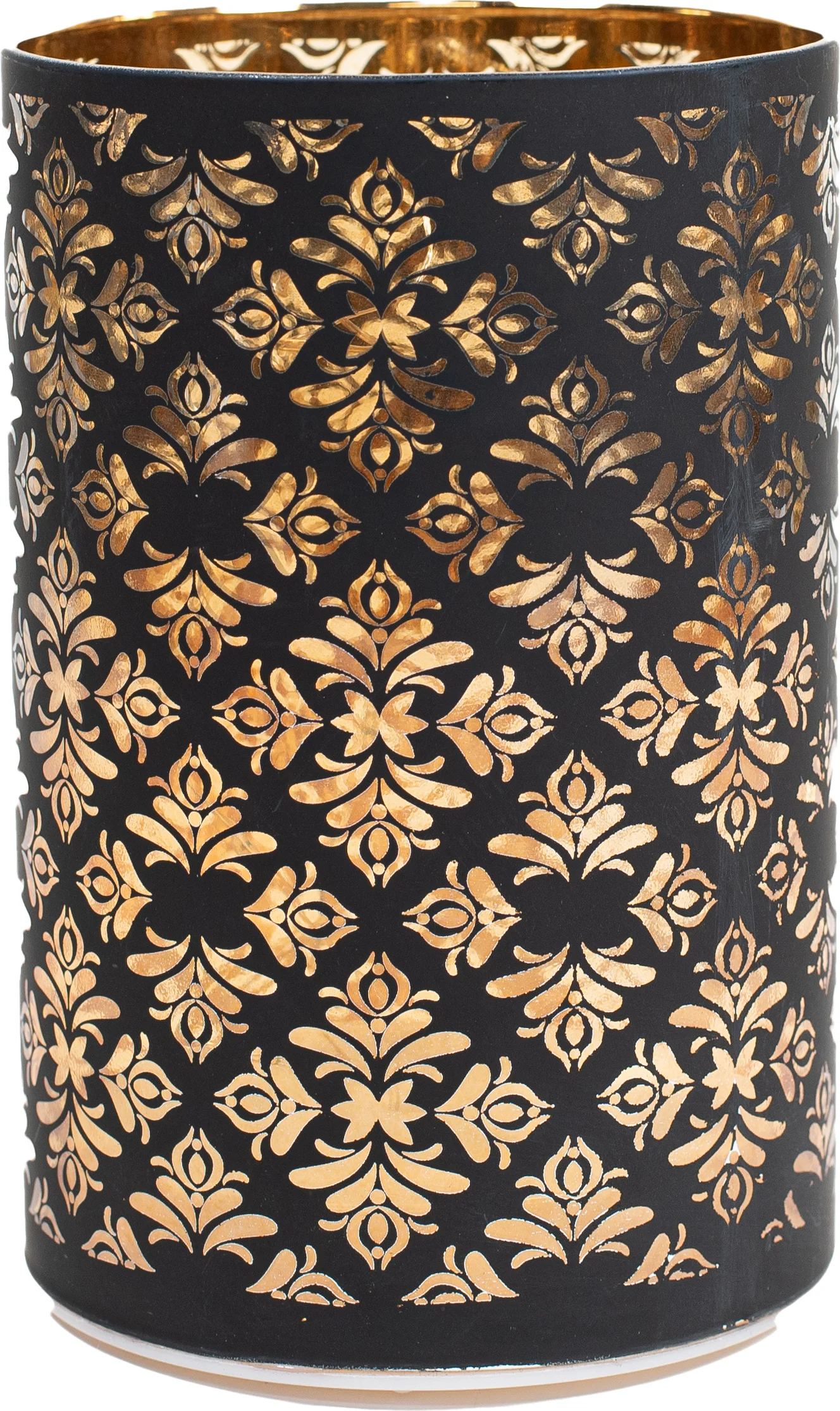 Anna's Collection kerstlamp Jani blad zwart met verlichting D 10 H 15 cm