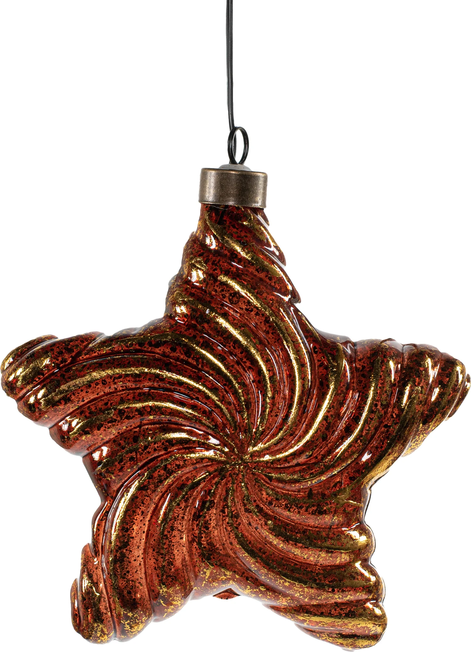 Anna's Collection kerst ornament Odil ster versleten goud met verlichting 15 x 15 cm