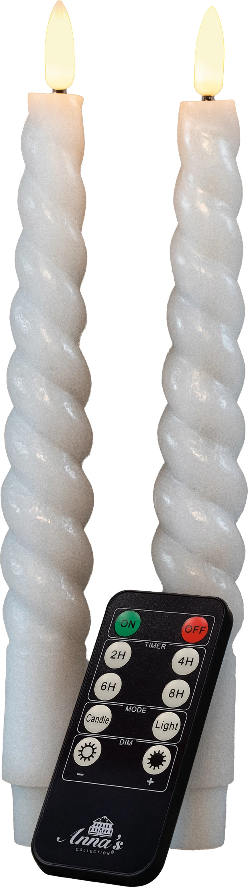 Anna's Collection LED dinerkaars Swirl wit D 2,5 H 23 cm 2 stuks