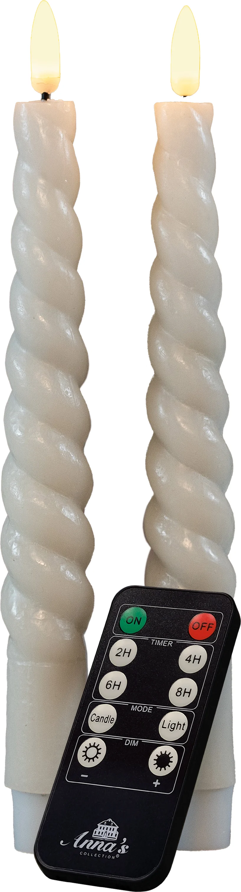Anna's Collection LED dinerkaars Swirl crème D 2,5 H 23 cm 2 stuks