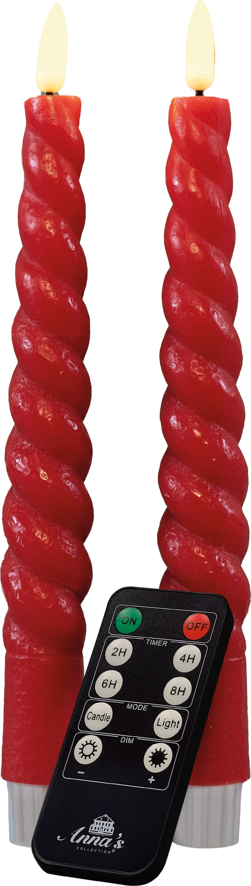 Anna's Collection LED dinerkaars Swirl rood D 2,5 H 23 cm 2 stuks
