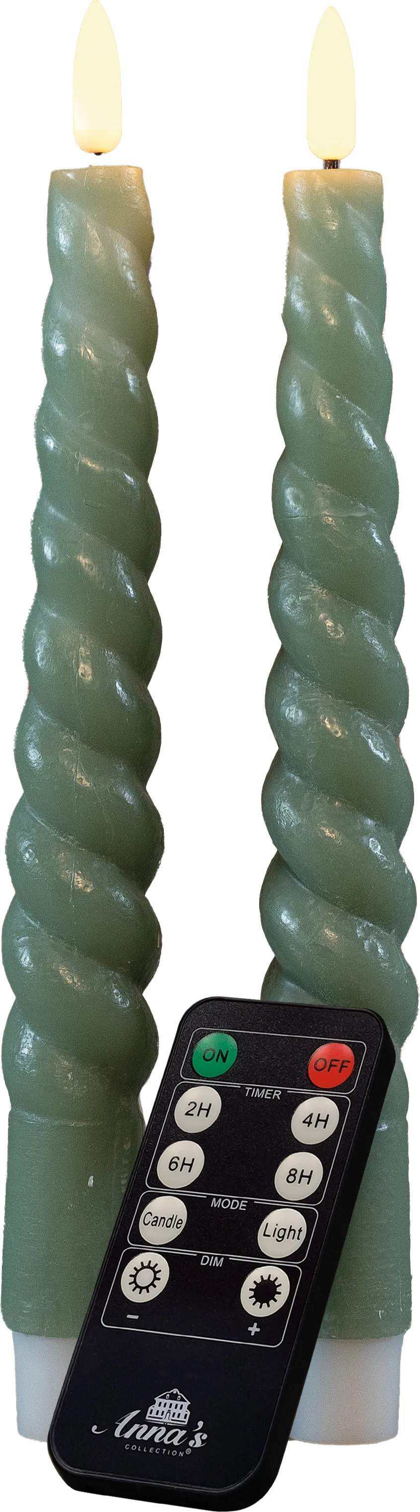 Anna's Collection LED dinerkaars Swirl groen D 2,5 H 23 cm 2 stuks