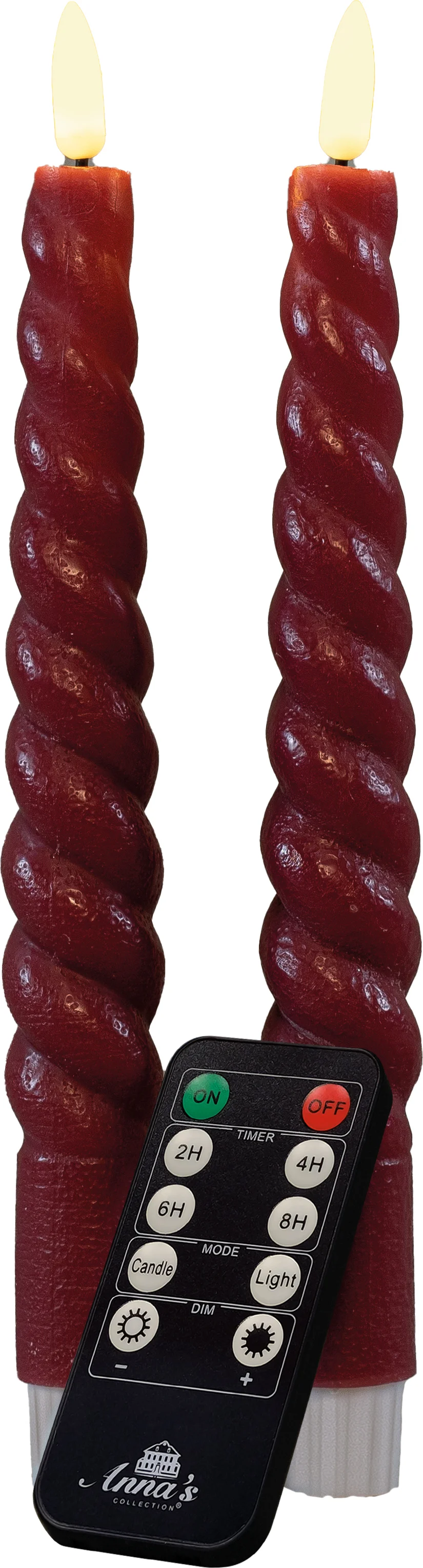 Anna's Collection LED dinerkaars Swirl bordeaux D 2,5 H 23 cm 2 stuks