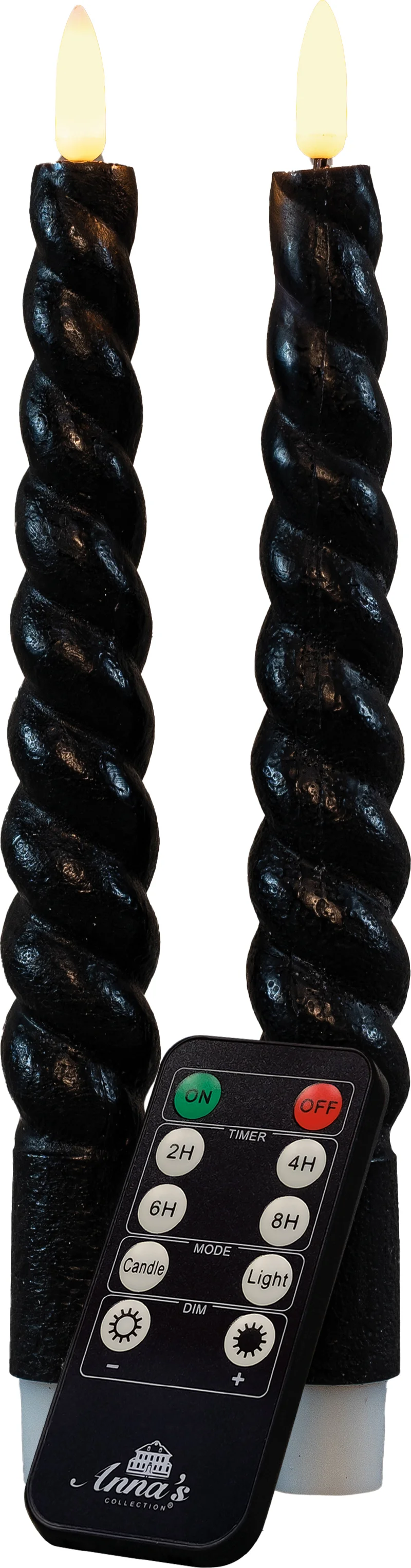 Anna's Collection LED dinerkaars Swirl zwart D 2,5 H 23 cm 2 stuks