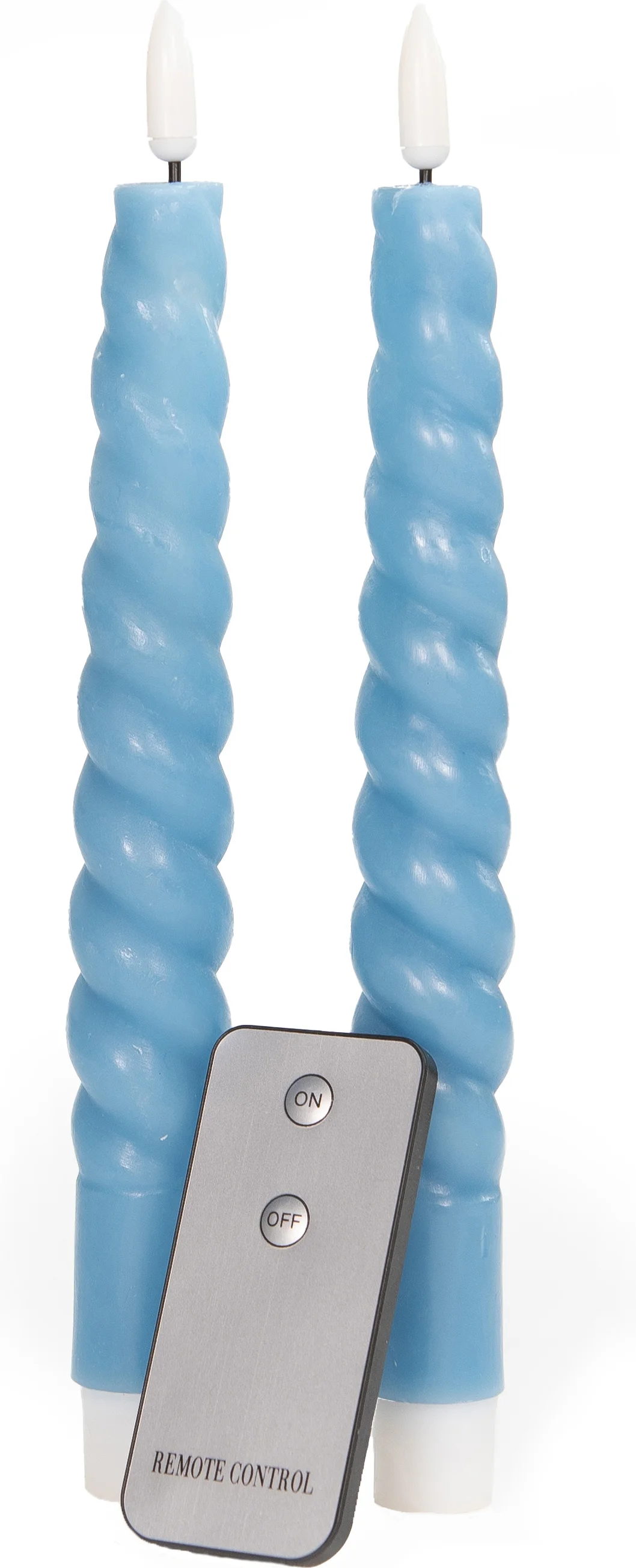 Anna's Collection LED kaars Swirl blauw met afstandsbediening D 2,5 H 23 cm 2 stuks