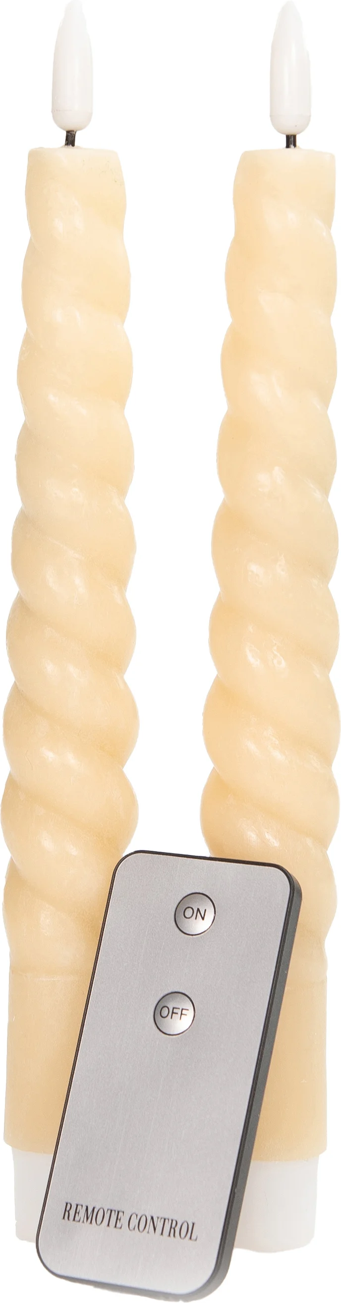 Anna's Collection LED kaars Swirl geel met afstandsbediening D 2,5 H 23 cm 2 stuks