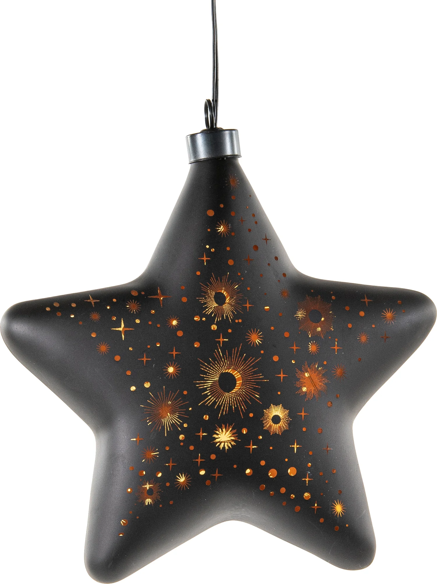 Anna's Collection kerst ornament Kosmos ster zwart met verlichting 19 x 19 cm