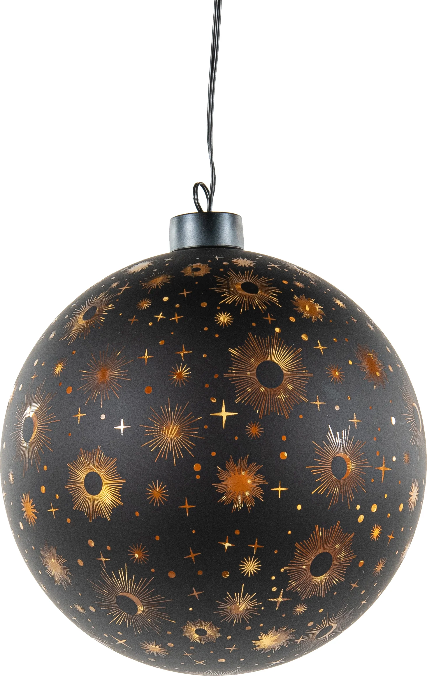 Anna's Collection kerstbal Kosmos zwart met verlichting D 15 cm
