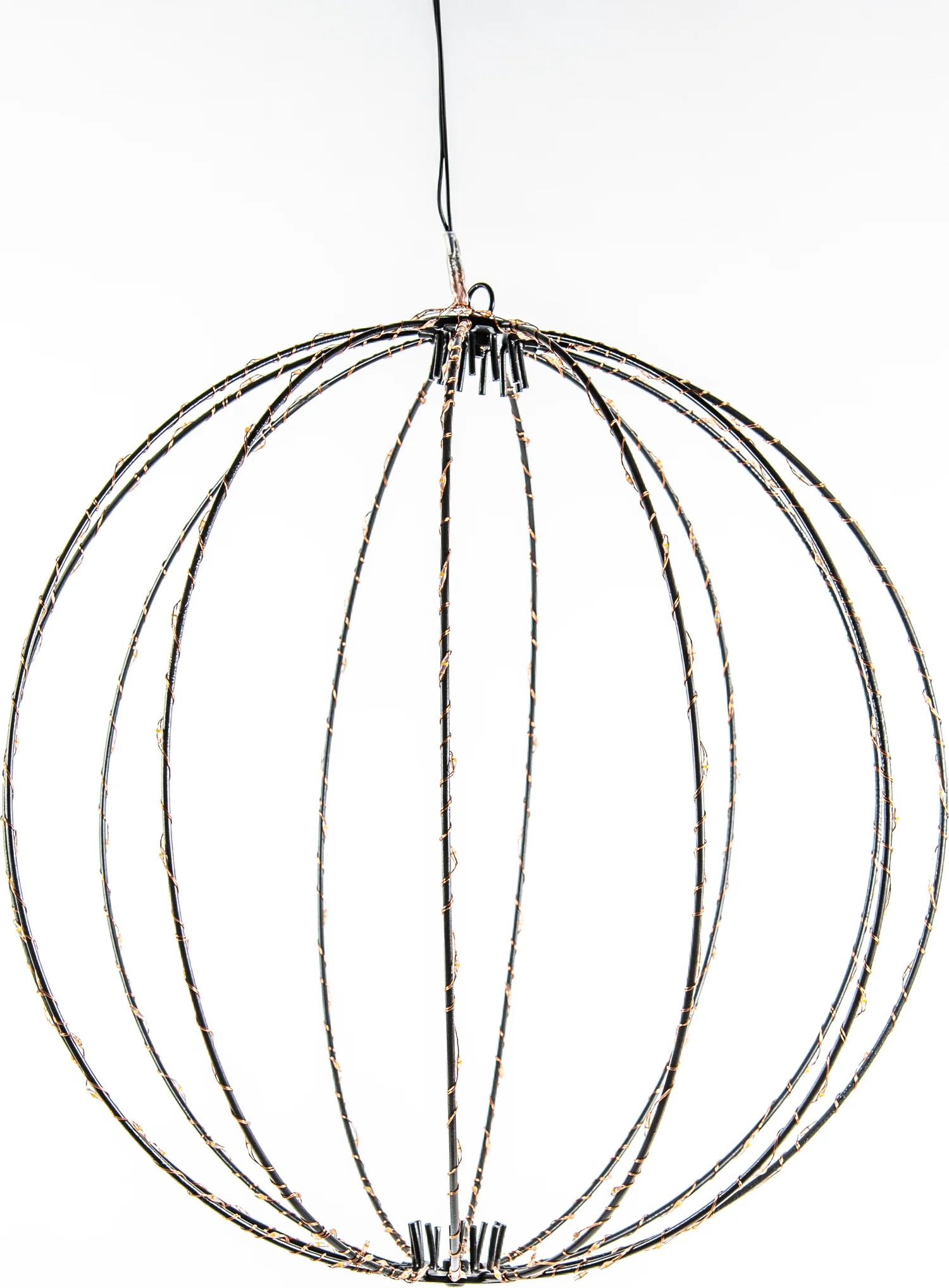 Anna's Collection kersthanger bal zwart met verlichtingknipper D 40,5 cm