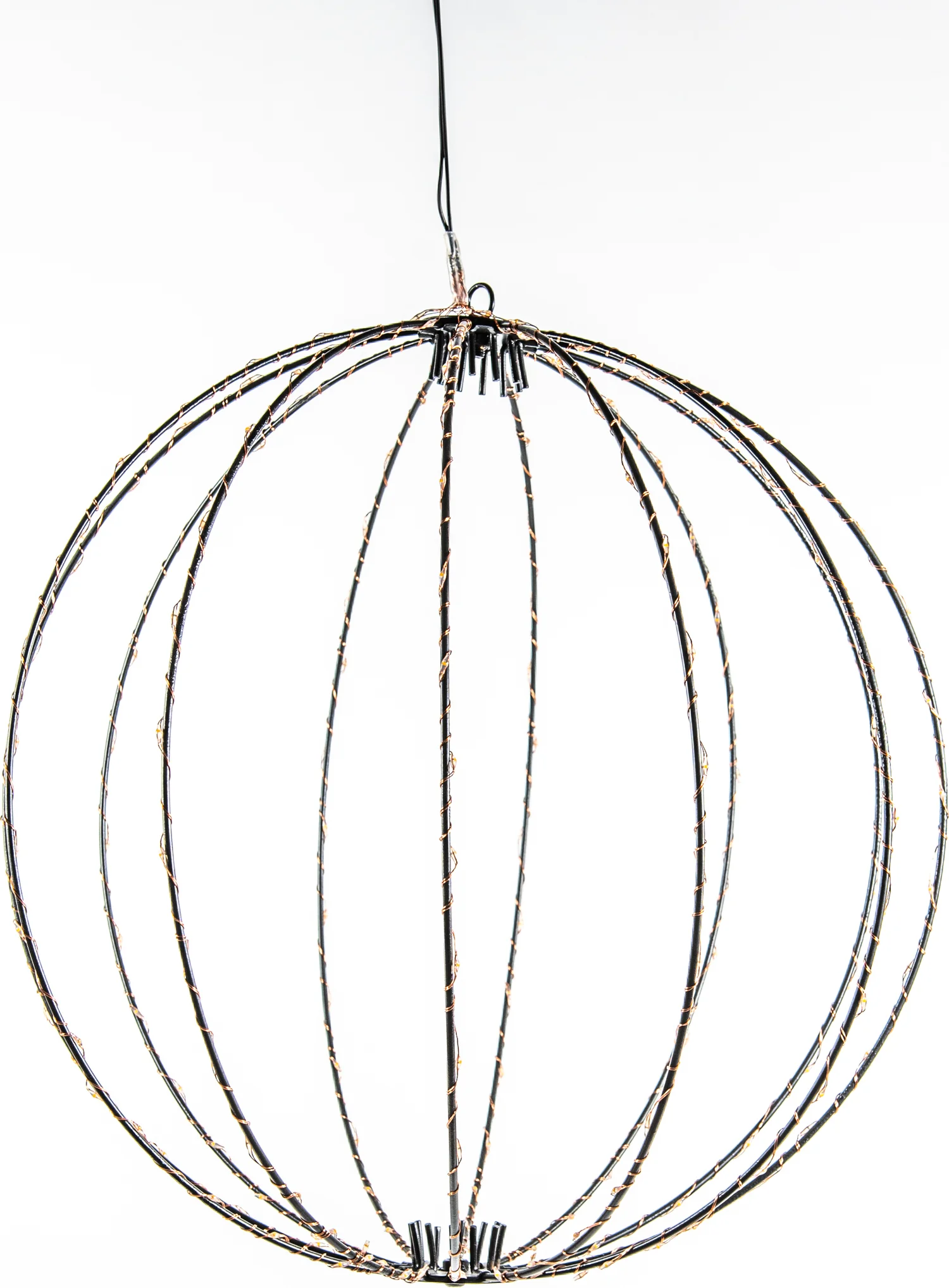 Anna's Collection kersthanger bal zwart met verlichting D 50 cm