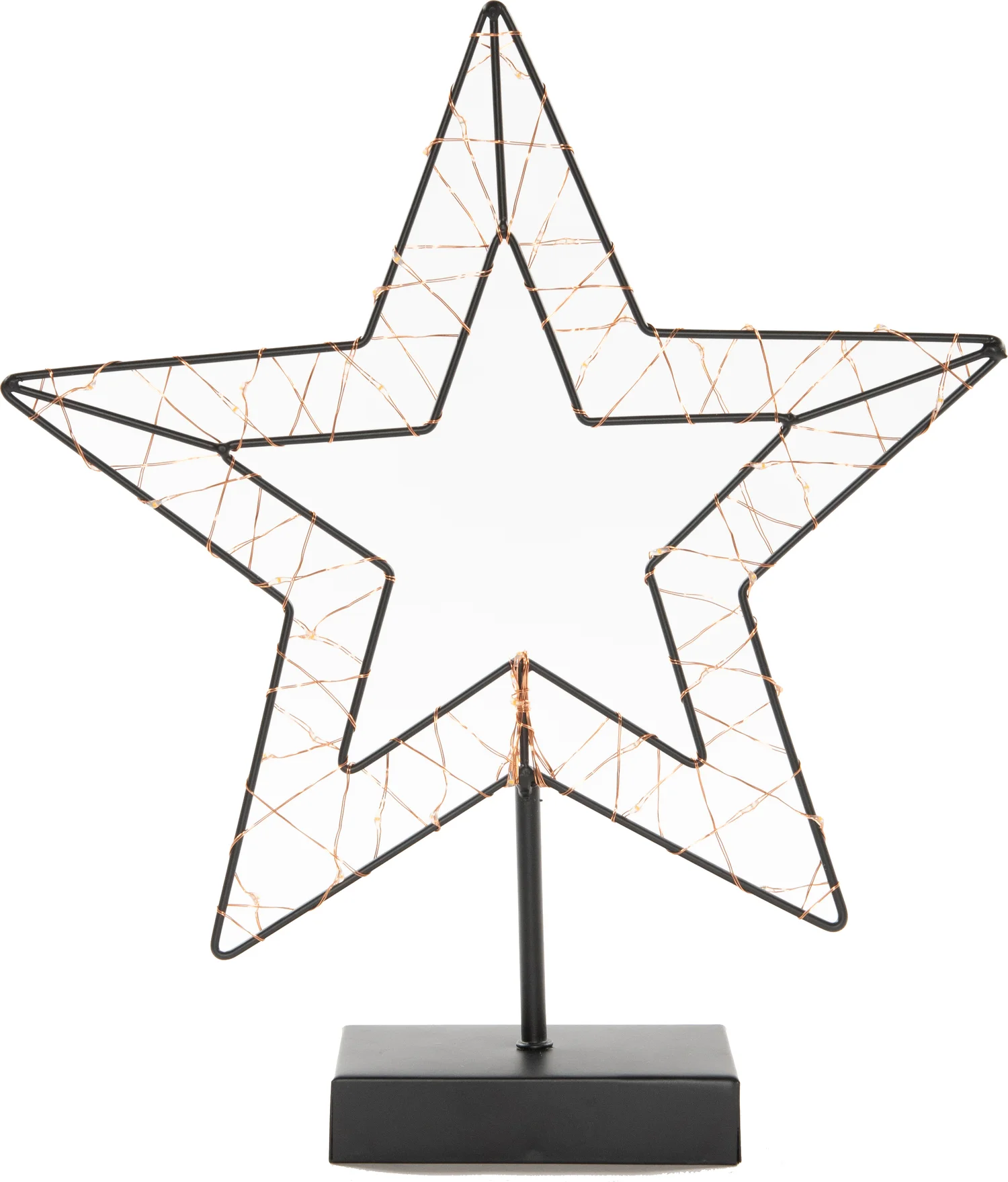 Anna's Collection kerstster zwart met verlichting 29,5 x 34,5 cm