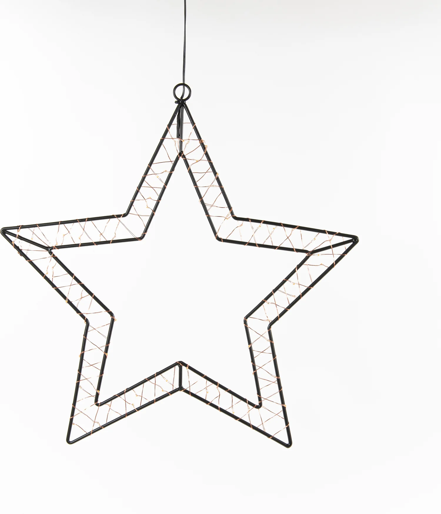Anna's Collection kerstster zwart met verlichting 40 x 40,5 cm