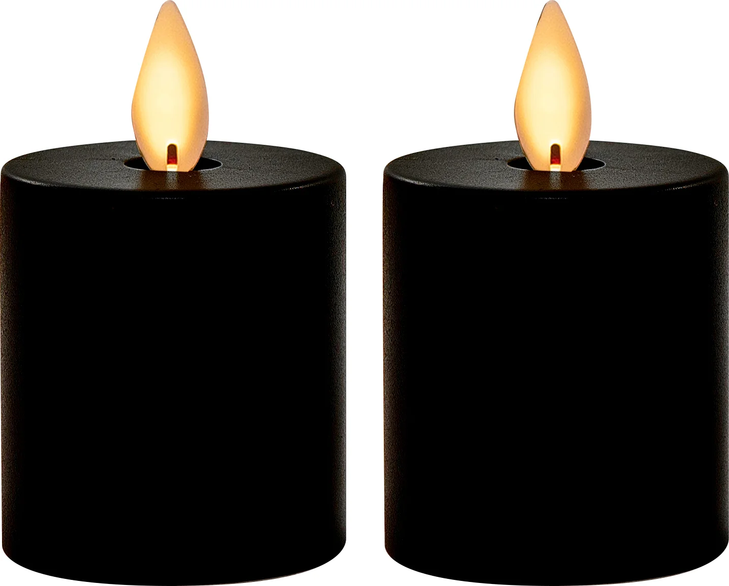 Anna's Collection LED waxinelicht met timer zwart D 4,5 H 8 cm 2 stuks