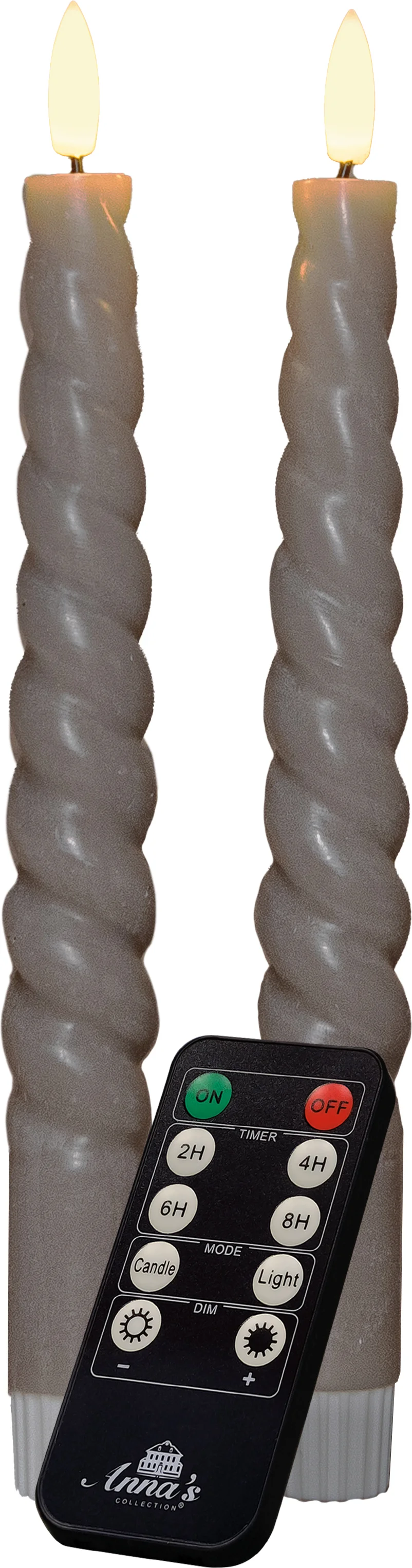 Anna's Collection LED dinerkaars Swirl taupe D 2 H 23 cm 2 stuks