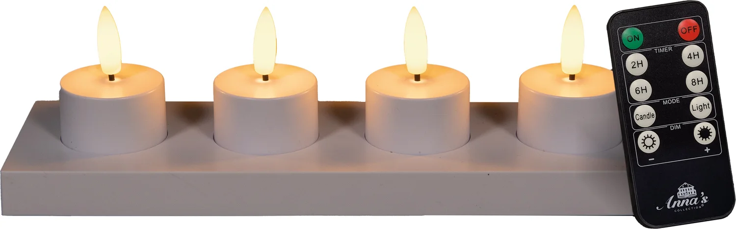 Anna's Collection LED waxinelicht met afstandsbediening wit D 3,8 H 5 cm 4 stuks