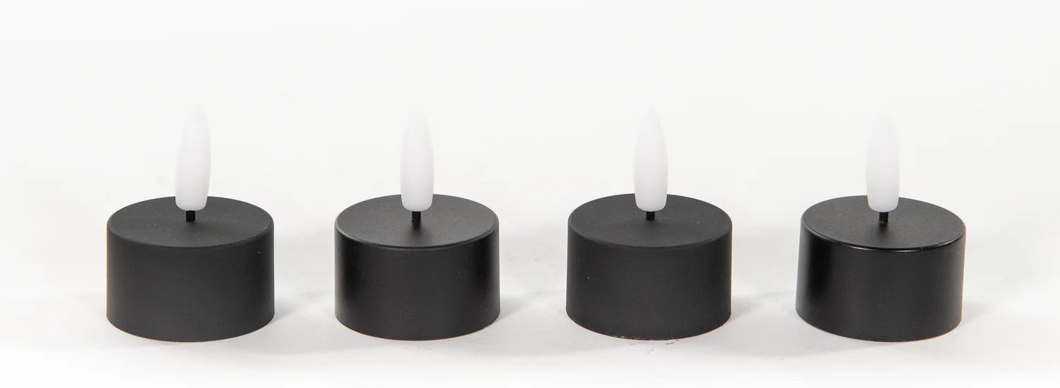 Anna's Collection LED waxinelicht zwart D 3,8 H 5 cm 4 stuks