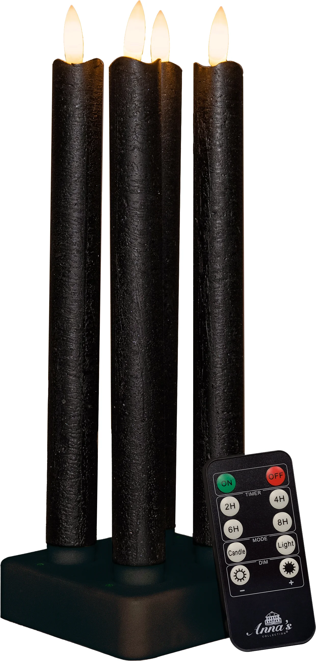 Anna's Collection LED dinerkaars zwart D 2 H 23 cm 4 stuks