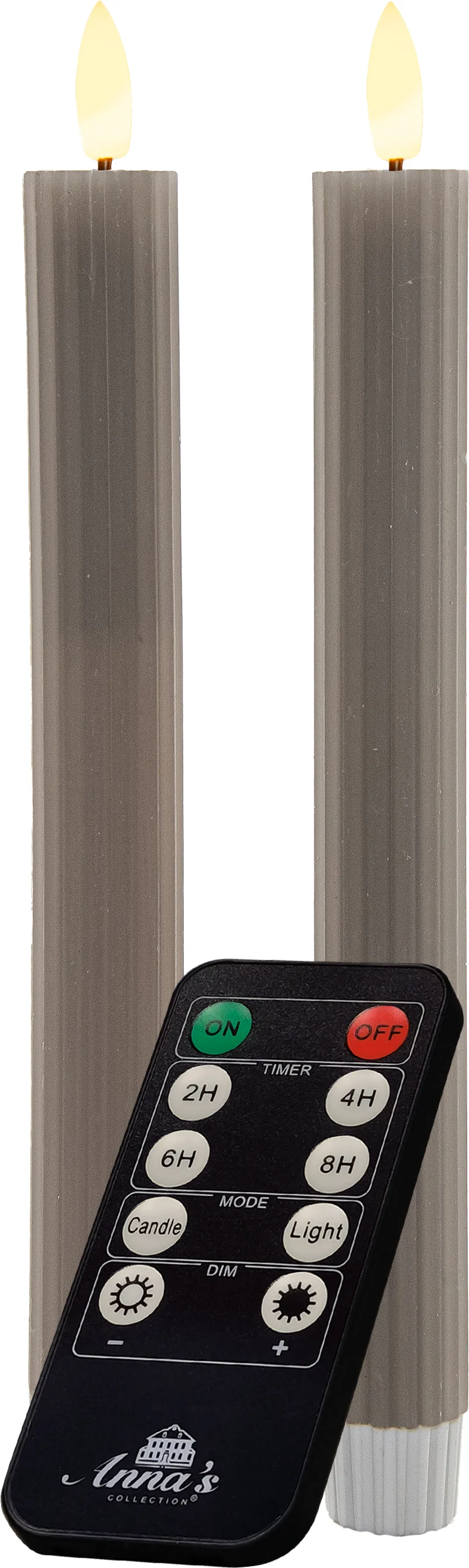 Anna's Collection LED dinerkaars Vito taupe D 2 H 23 cm 2 stuks
