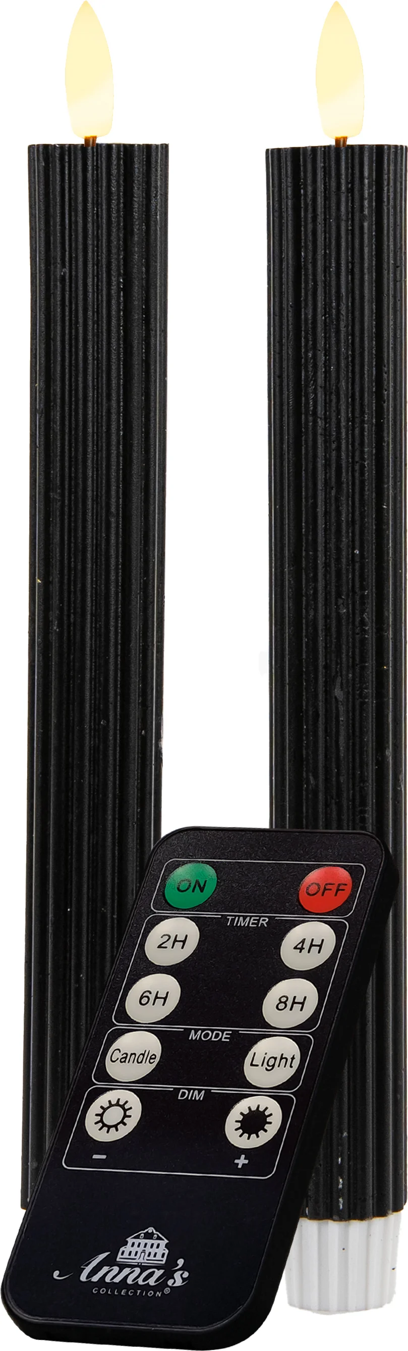 Anna's Collection LED dinerkaars Vito zwart D 2 H 23 cm 2 stuks