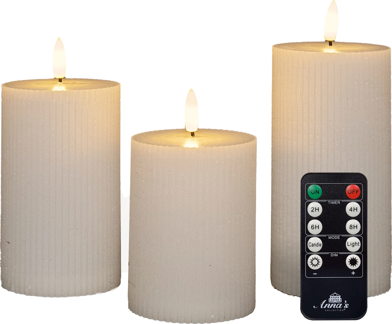 Anna's Collection led stompkaars Riba wit D 7,5 H 10 / 12,5 / 15 cm 3 stuks