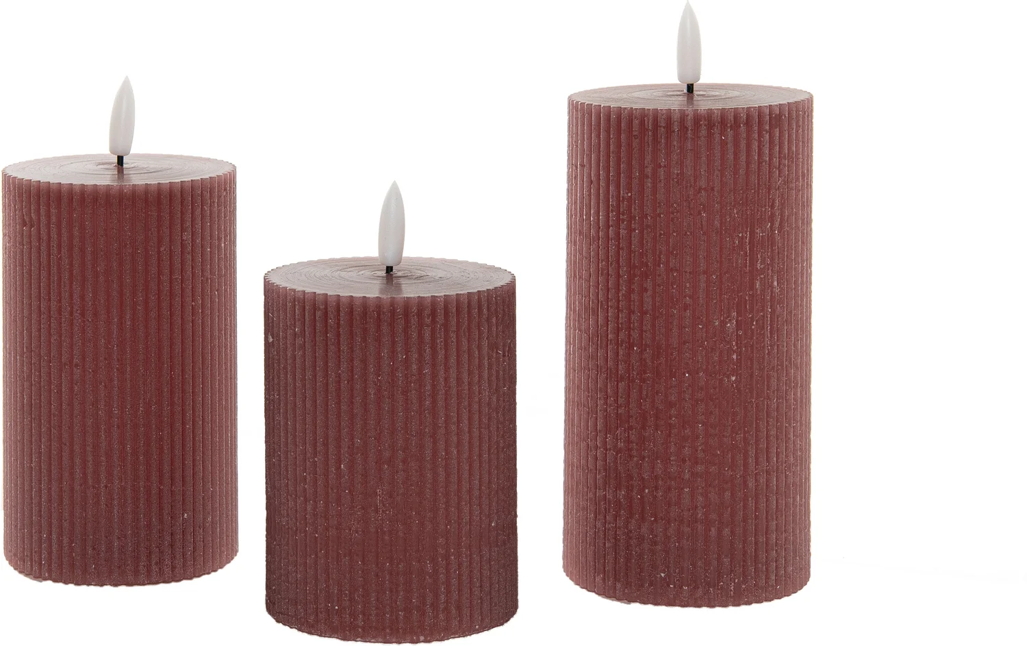 Anna's Collection led stompkaars Riba roze D 7,5 H 10 / 12,5 / 15 cm 3 stuks