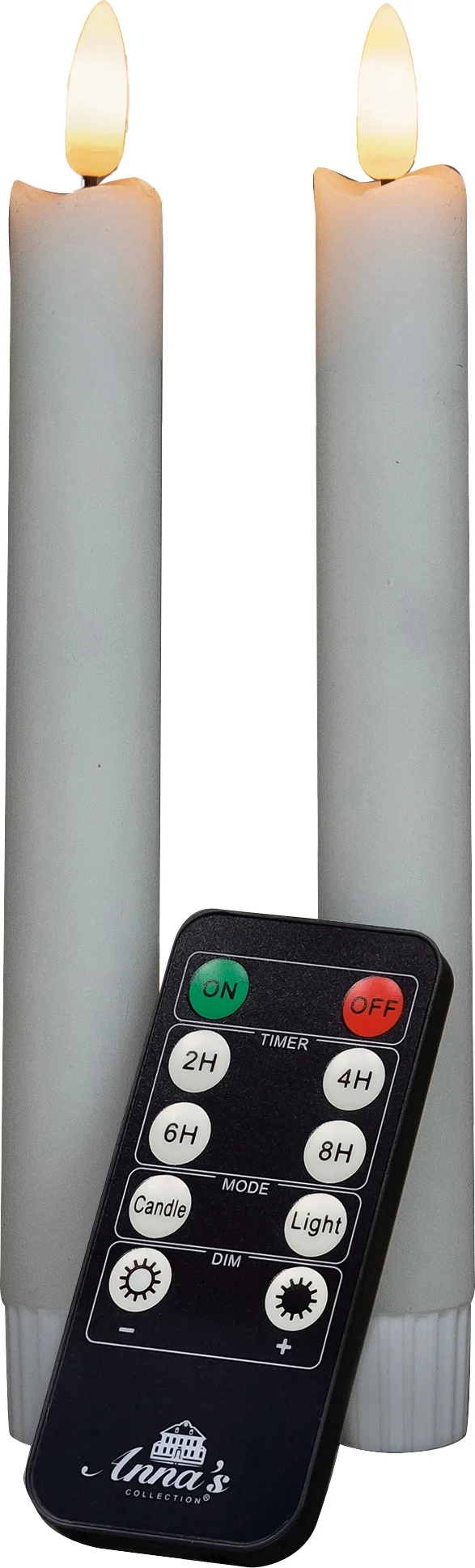 Anna's Collection LED dinerkaars Rustiek met timer wit D 2,1 H 18 cm 2 stuks