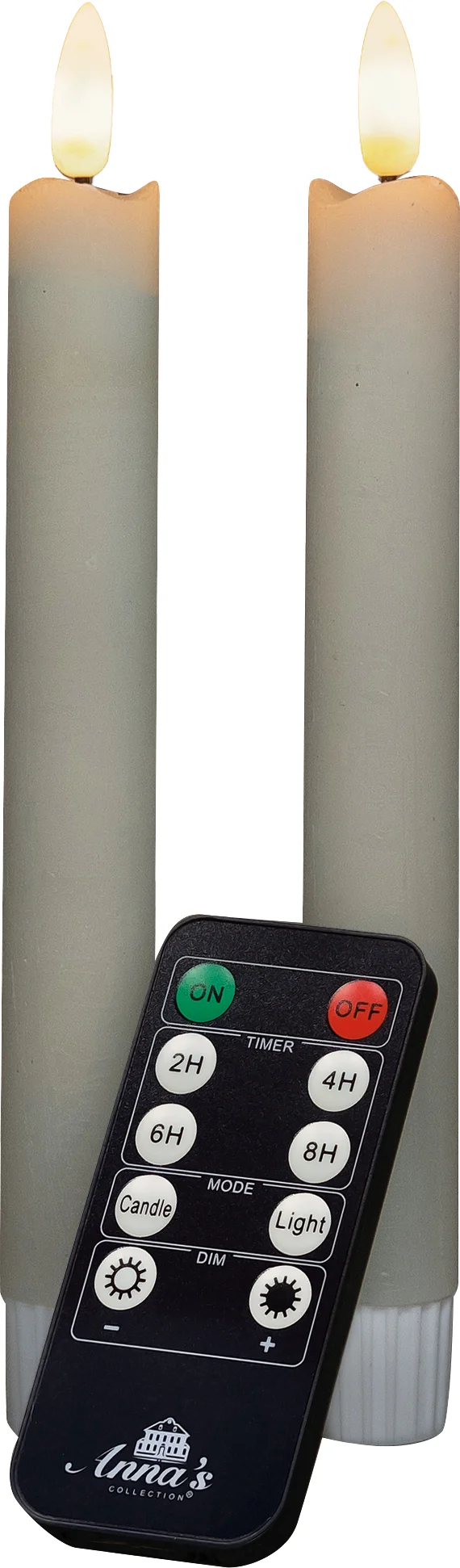 Anna's Collection LED dinerkaars Rustiek met timer ivoor D 2,1 H 18 cm 2 stuks