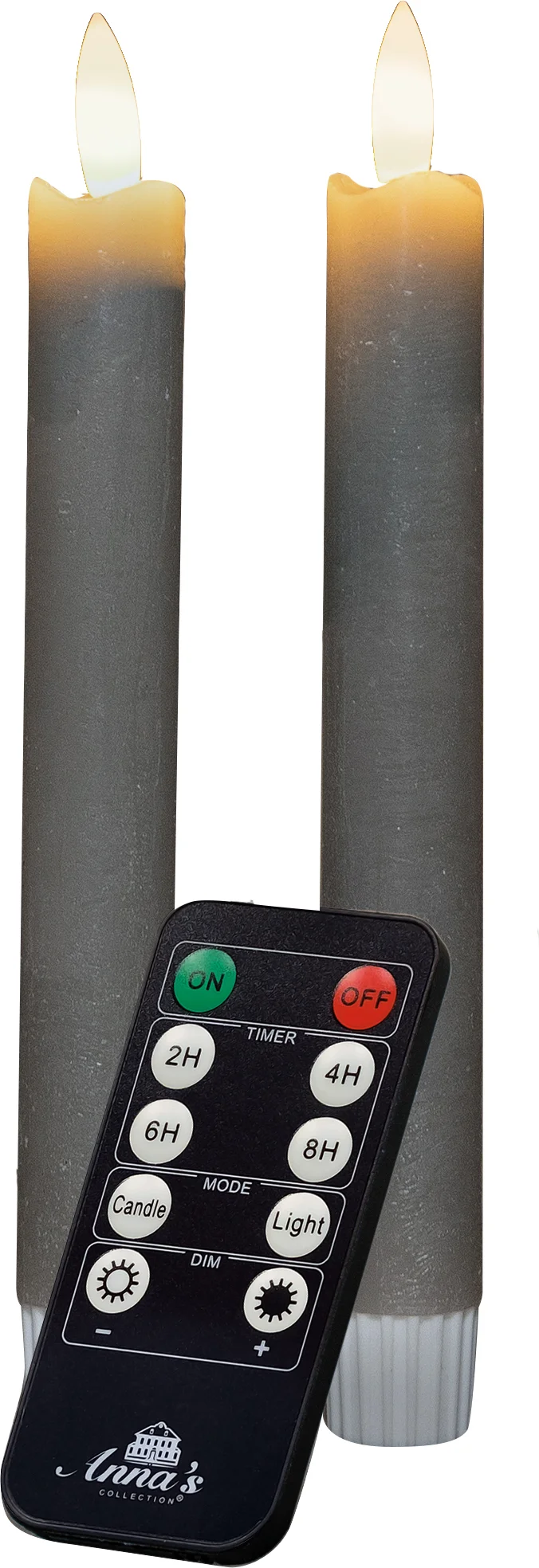 Anna's Collection LED dinerkaars Rustiek met timer taupe D 2,1 H 18 cm 2 stuks