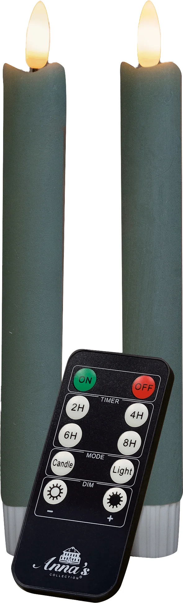 Anna's Collection LED dinerkaars Rustiek met timer groen D 2,1 H 18 cm 2 stuks