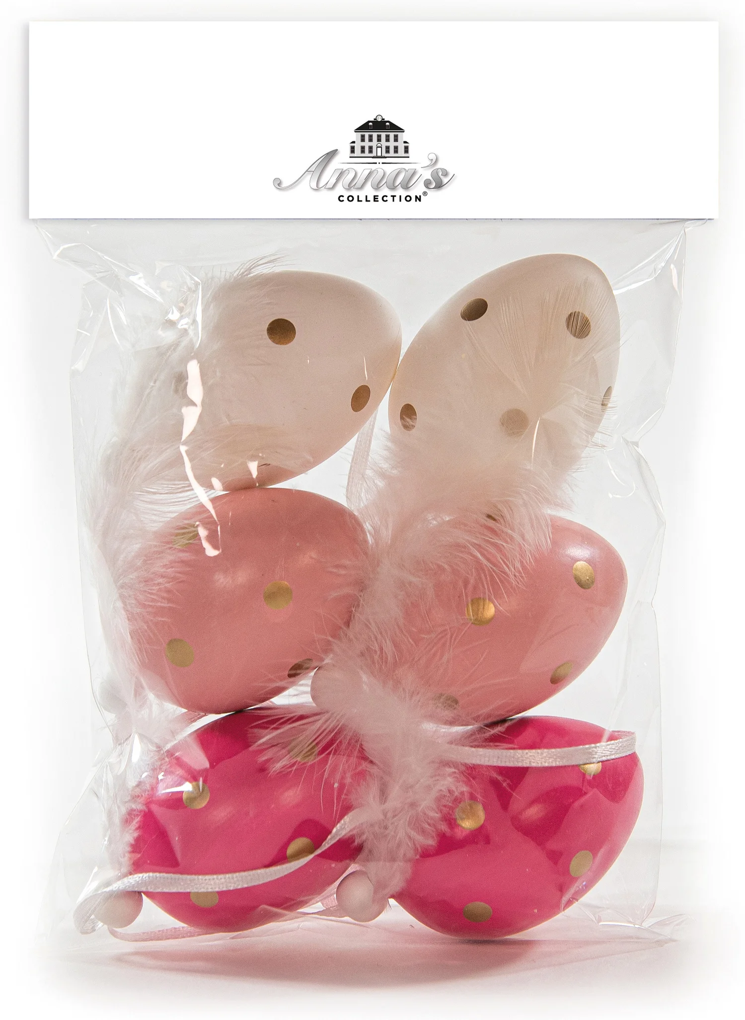 Anna's Collection paashanger Lela ei stip roze D 4,3 H 6,5 cm 6 stuks
