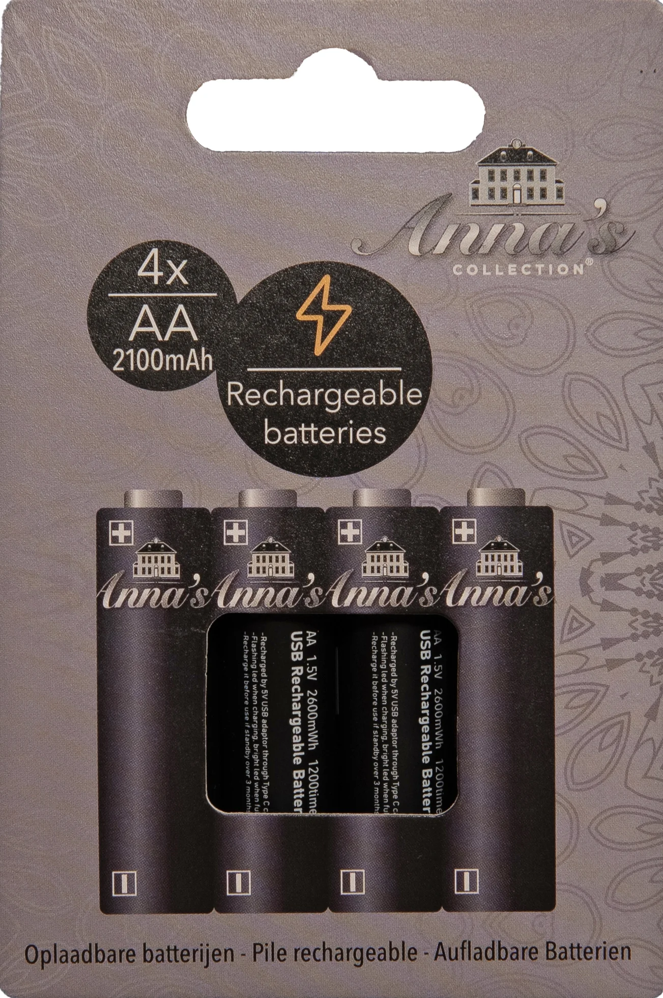 Anna's Collection oplaadbare batterij AA 4 stuks